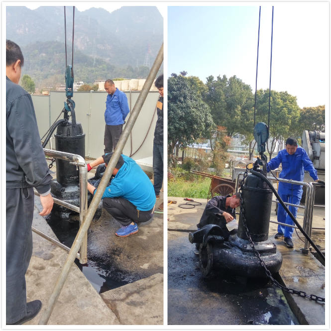 大学城厂机电修员工给二期进水提升泵保养.jpg